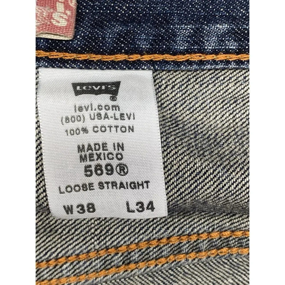 Levis 569‎ Jeans Mens 38x34 Loose Straight Pants Heavy Denim Baggy Relaxed Y2K